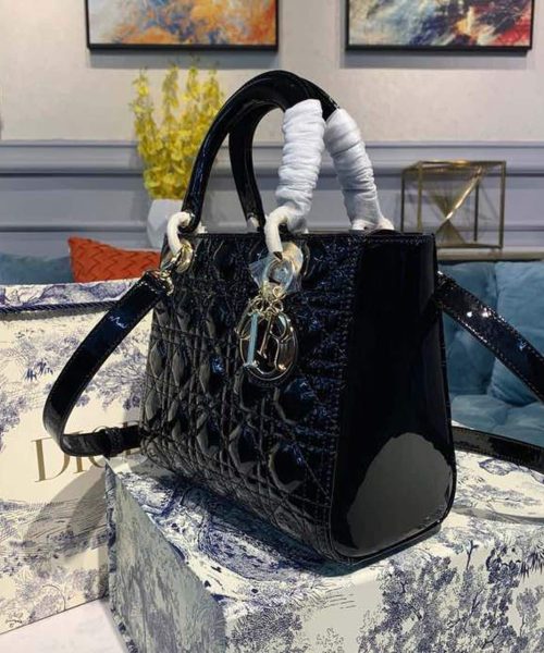 1:1 Replica Christian Dior Medium Lady Dior Bag Black Cannage For Women 9.5in/24cm CD M0565ONGE_M900