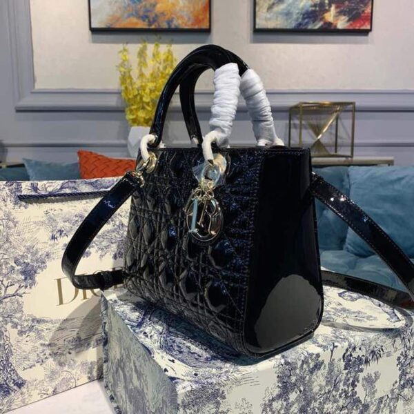 1:1 Replica Christian Dior Medium Lady Dior Bag Black Cannage For Women 9.5in/24cm CD M0565ONGE_M900