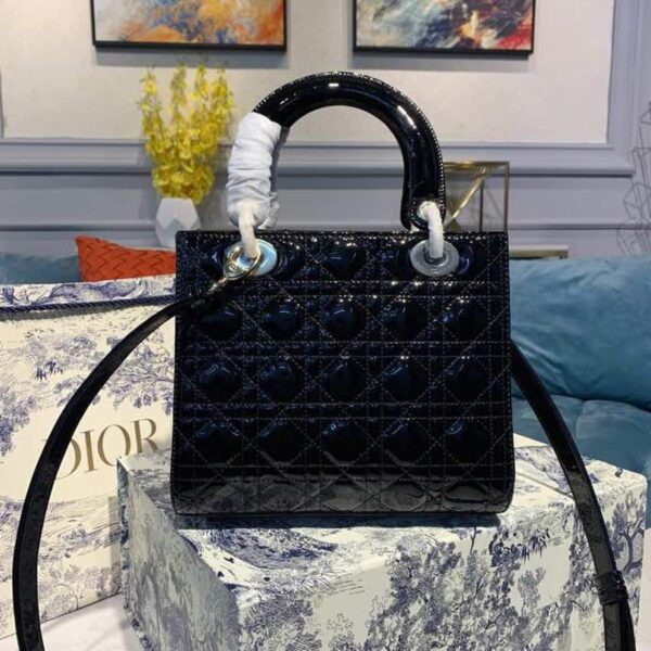 1:1 Replica Christian Dior Medium Lady Dior Bag Black Cannage For Women 9.5in/24cm CD M0565ONGE_M900