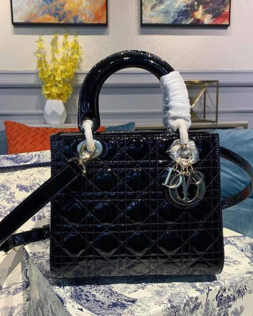 1:1 Replica Christian Dior Medium Lady Dior Bag Black Cannage For Women 9.5in/24cm CD M0565ONGE_M900
