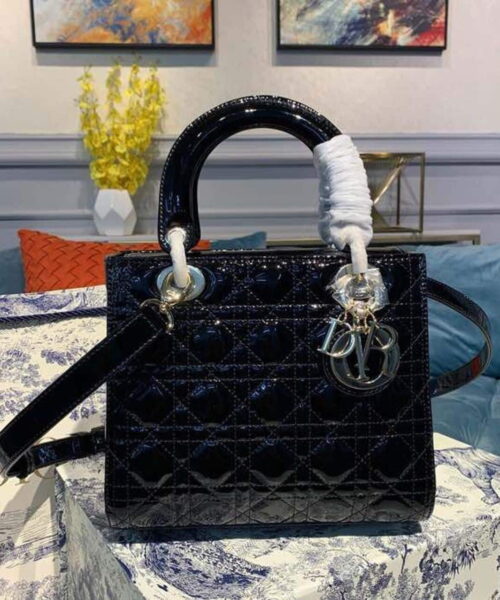 1:1 Replica Christian Dior Medium Lady Dior Bag Black Cannage For Women 9.5in/24cm CD M0565ONGE_M900