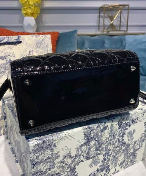 1:1 Replica Christian Dior Medium Lady Dior Bag Black Cannage For Women 9.5in/24cm CD M0565ONGE_M900