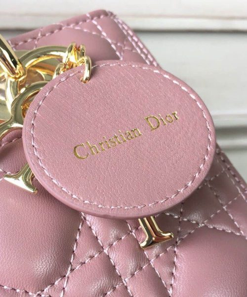 1:1 Replica Christian Dior Medium Lady Dior Bag Gold Toned Hardware Dusty Pink For Women 24cm/9in CD
