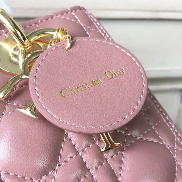 1:1 Replica Christian Dior Medium Lady Dior Bag Gold Toned Hardware Dusty Pink For Women 24cm/9in CD