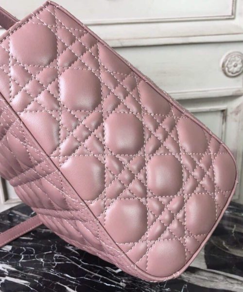 1:1 Replica Christian Dior Medium Lady Dior Bag Gold Toned Hardware Dusty Pink For Women 24cm/9in CD