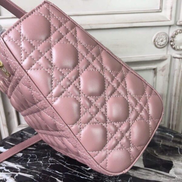 1:1 Replica Christian Dior Medium Lady Dior Bag Gold Toned Hardware Dusty Pink For Women 24cm/9in CD