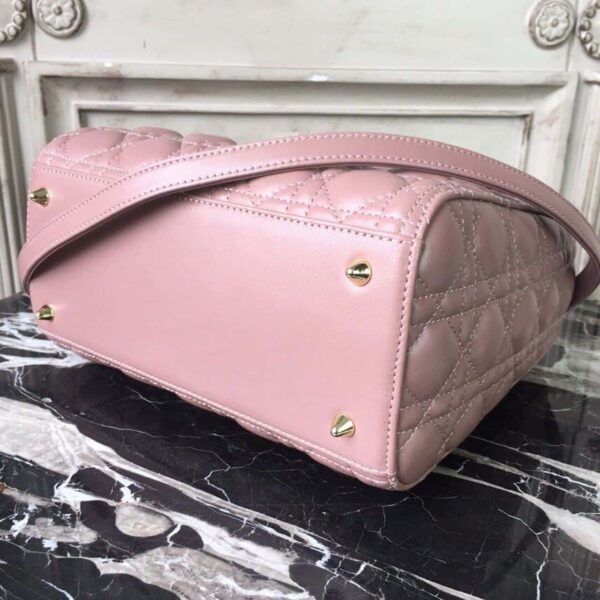 1:1 Replica Christian Dior Medium Lady Dior Bag Gold Toned Hardware Dusty Pink For Women 24cm/9in CD