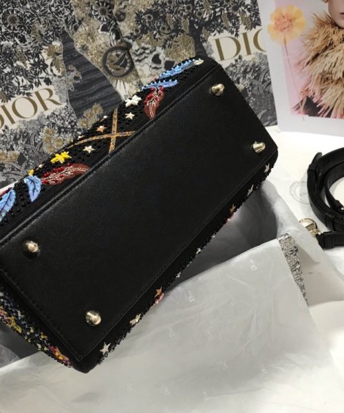 1:1 Replica Christian Dior Medium Lady Dior Bag Gold Toned Hardware Multicolor Black For Women 9.5in/24cm CD