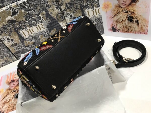 1:1 Replica Christian Dior Medium Lady Dior Bag Gold Toned Hardware Multicolor Black For Women 9.5in/24cm CD