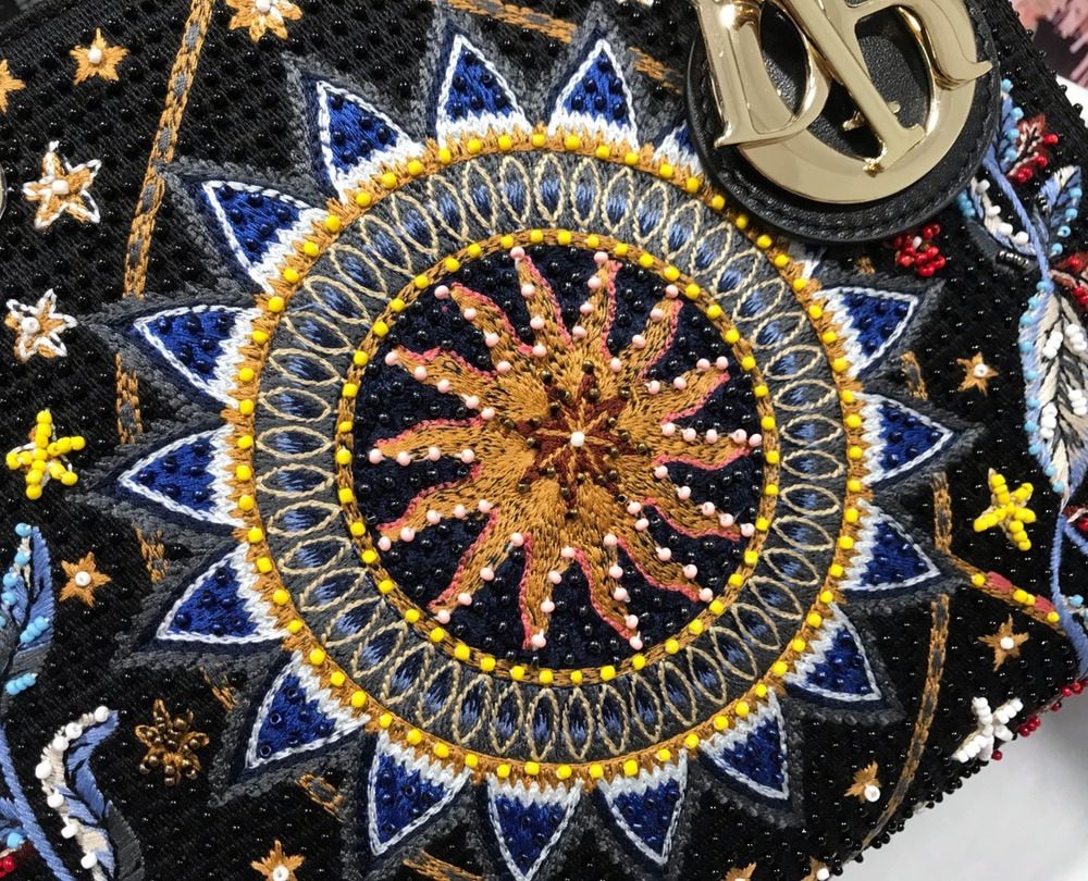 1:1 Replica Christian Dior Medium Lady Dior Bag Gold Toned Hardware Multicolor Black For Women 9.5in/24cm CD