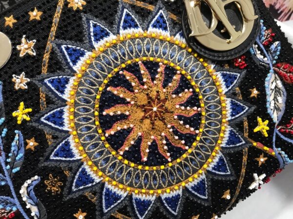 1:1 Replica Christian Dior Medium Lady Dior Bag Gold Toned Hardware Multicolor Black For Women 9.5in/24cm CD