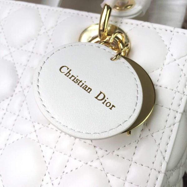 1:1 Replica Christian Dior Medium Lady Dior Bag Gold Toned Hardware White For Women 24cm/9in CD