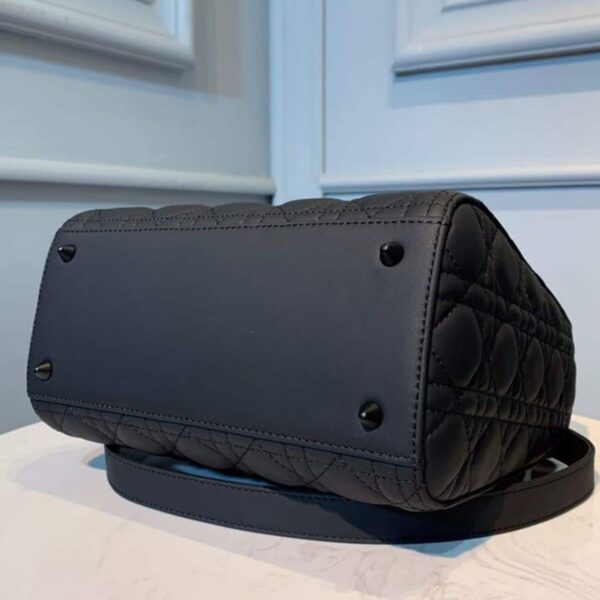 1:1 Replica Christian Dior Medium Lady Dior Bag Matte Hardware Black Ultramatte For Women 9.5in/24cm CD M0565SLOI_M989