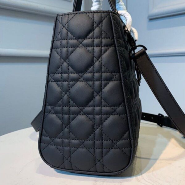 1:1 Replica Christian Dior Medium Lady Dior Bag Matte Hardware Black Ultramatte For Women 9.5in/24cm CD M0565SLOI_M989
