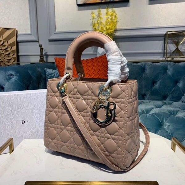 1:1 Replica Christian Dior Medium Lady Dior Bag Rose Des Vents For Women 9.5in/24cm CD