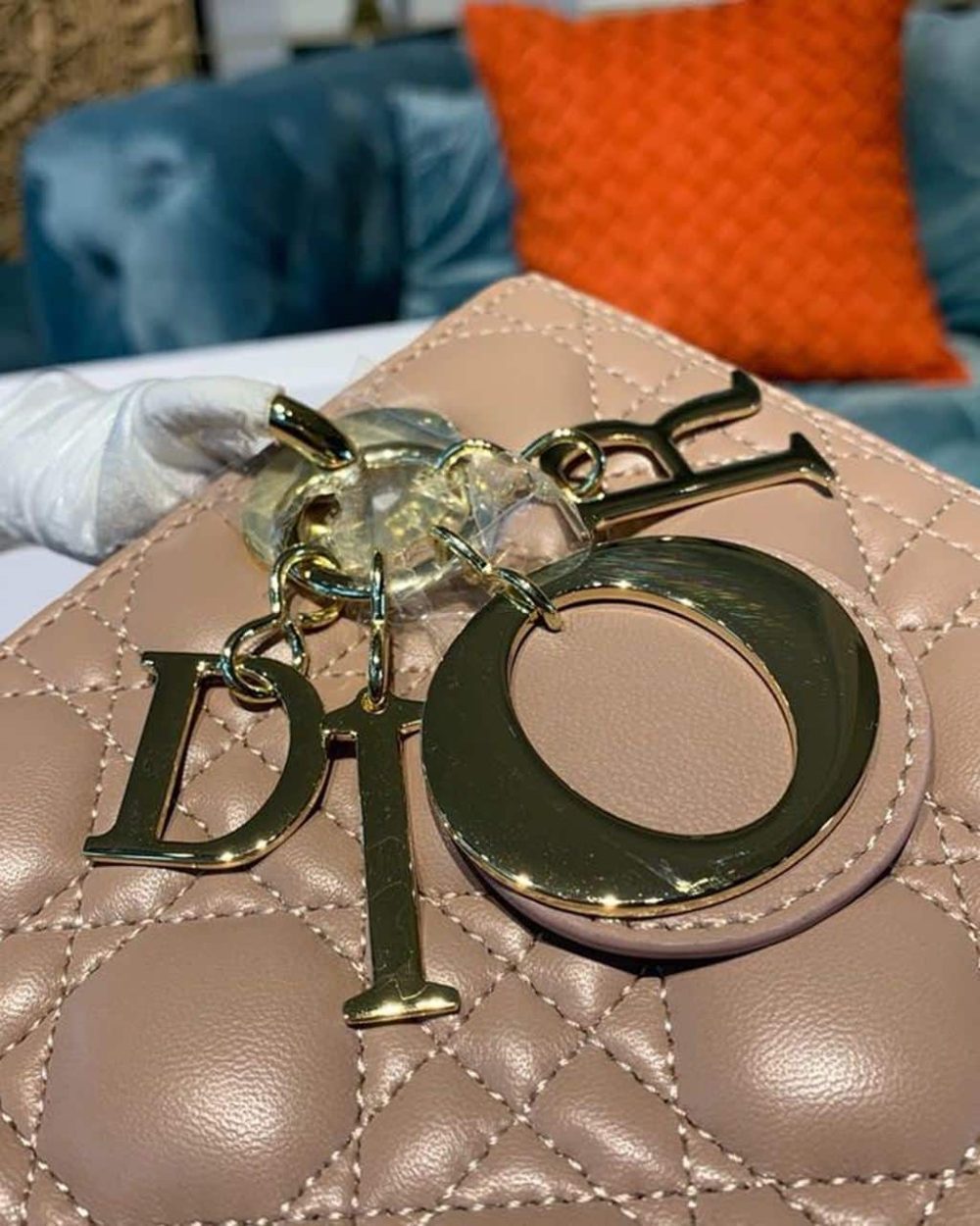 1:1 Replica Christian Dior Medium Lady Dior Bag Rose Des Vents For Women 9.5in/24cm CD