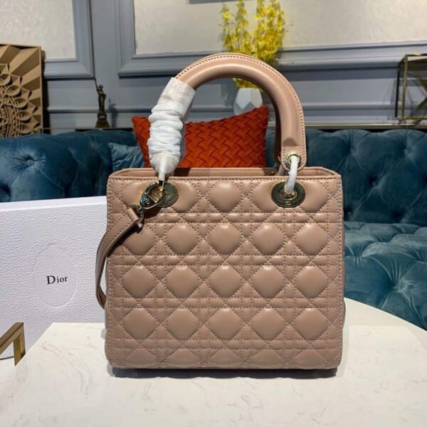 1:1 Replica Christian Dior Medium Lady Dior Bag Rose Des Vents For Women 9.5in/24cm CD