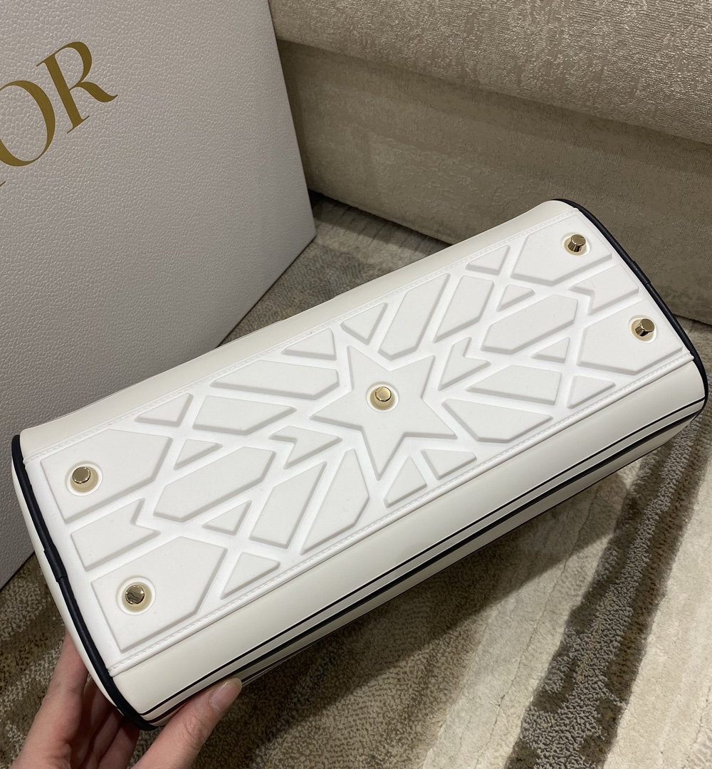 1:1 Replica Christian Dior Medium Vibe Zip Bowling Bag, White, For Men/Women Bowling Bags, 34cm CD M6202OOBR_M879