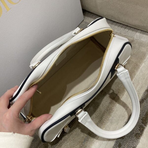 1:1 Replica Christian Dior Medium Vibe Zip Bowling Bag, White, For Men/Women Bowling Bags, 34cm CD M6202OOBR_M879