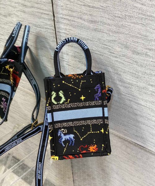 1:1 Replica Christian Dior Mimi Dior Book Tote Phone Bag Black, For Women, Women’s Handbags 7in/18cm CD