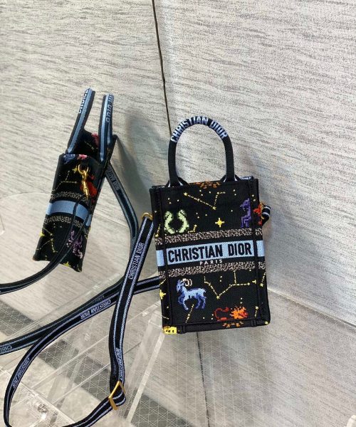 1:1 Replica Christian Dior Mimi Dior Book Tote Phone Bag Black, For Women, Women’s Handbags 7in/18cm CD