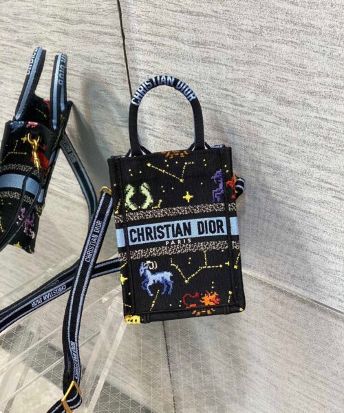 1:1 Replica Christian Dior Mimi Dior Book Tote Phone Bag Black, For Women, Women’s Handbags 7in/18cm CD