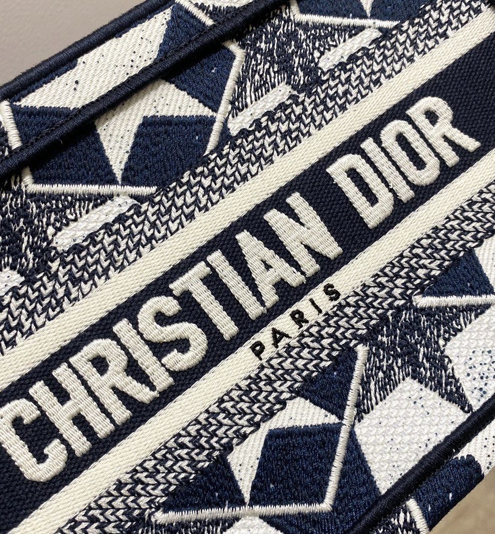 1:1 Replica Christian Dior Mini Book Tote Bag in Dior Étoile Embroidery Dior Bag,  Blue/White, For Women Women’s Handbags, 22.5cm CD