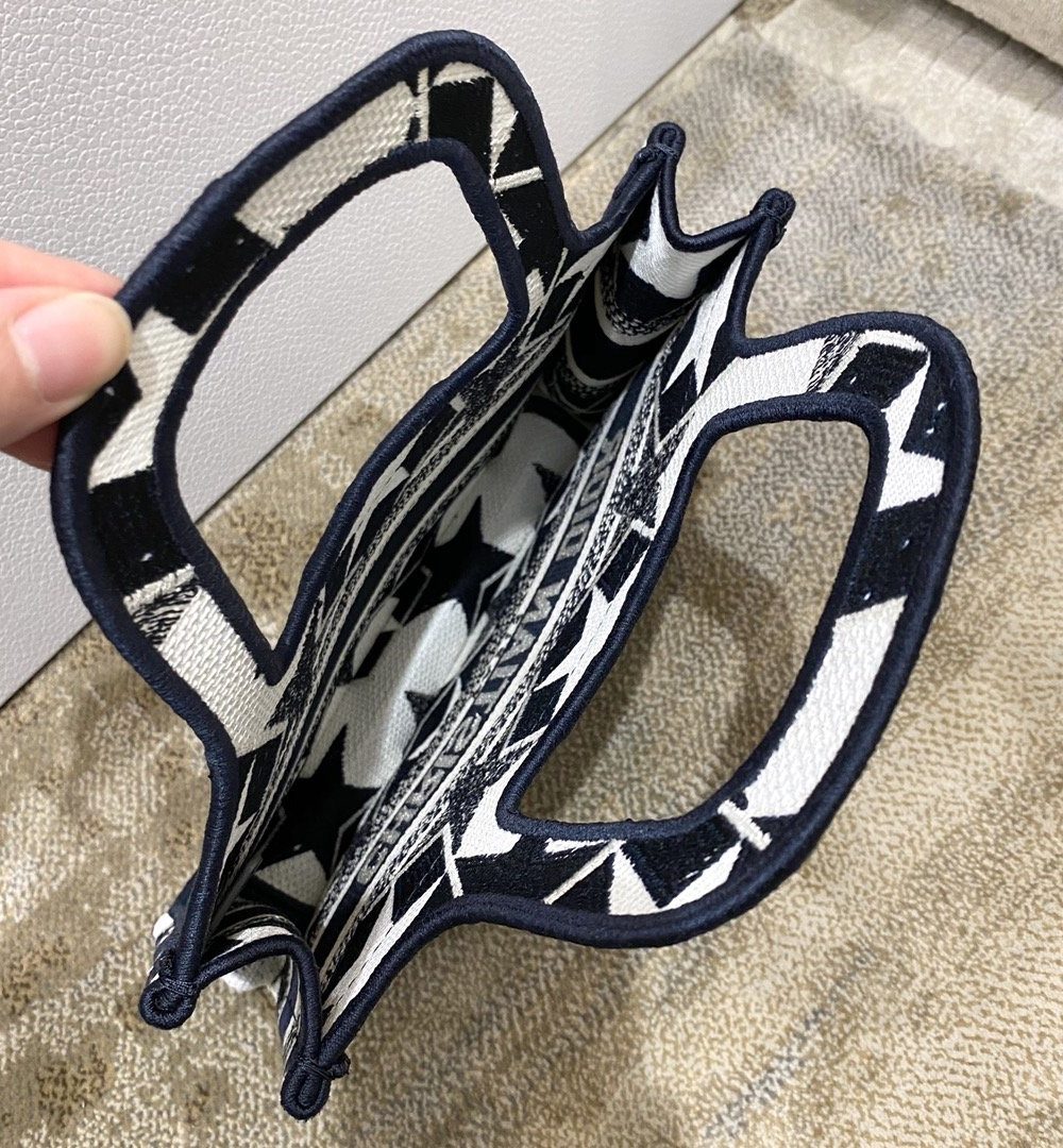 1:1 Replica Christian Dior Mini Book Tote Bag in Dior Étoile Embroidery Dior Bag,  Blue/White, For Women Women’s Handbags, 22.5cm CD