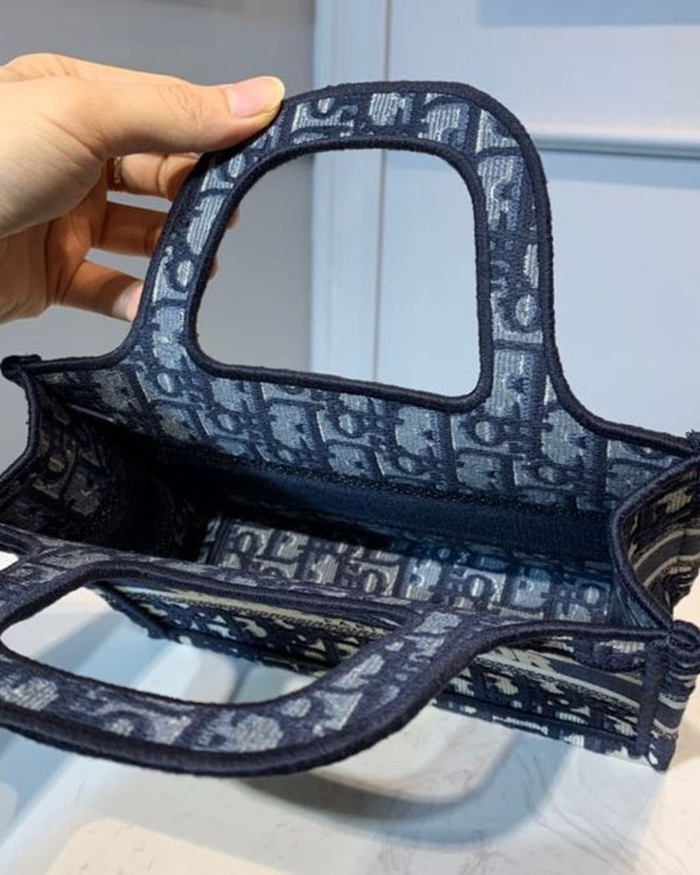 1:1 Replica Christian Dior Mini Dior Book Tote Bag Blue By Maria Grazia Chiuri For Women 9in/23cm CD S5475ZRIW_M928