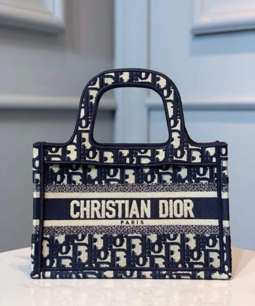 1:1 Replica Christian Dior Mini Dior Book Tote Bag Blue By Maria Grazia Chiuri For Women 9in/23cm CD S5475ZRIW_M928