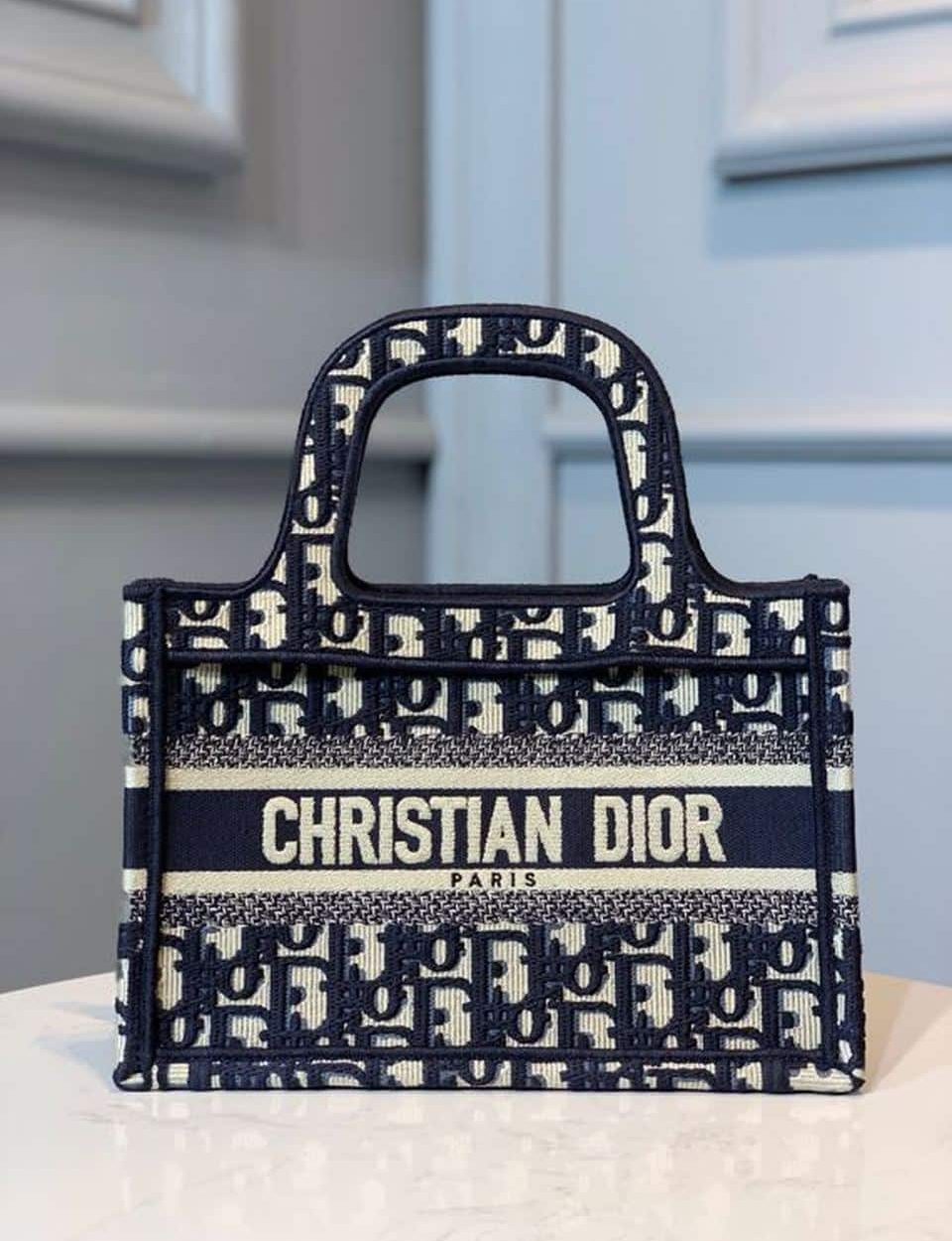1:1 Replica Christian Dior Mini Dior Book Tote Bag Blue By Maria Grazia Chiuri For Women 9in/23cm CD S5475ZRIW_M928