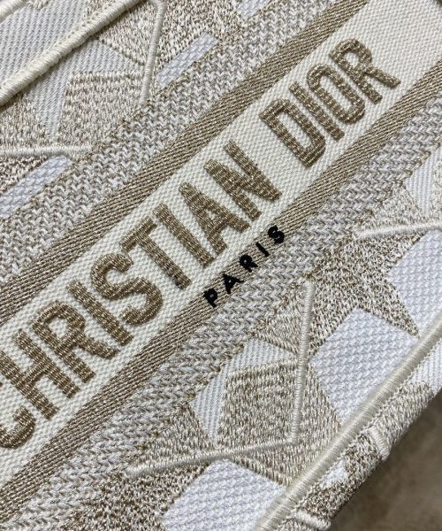 1:1 Replica Christian Dior Mini Dior Book Tote Embroidery Stars Gold Dior Bag, Beige, For Women Women’s Handbags, 9in/23cm CD