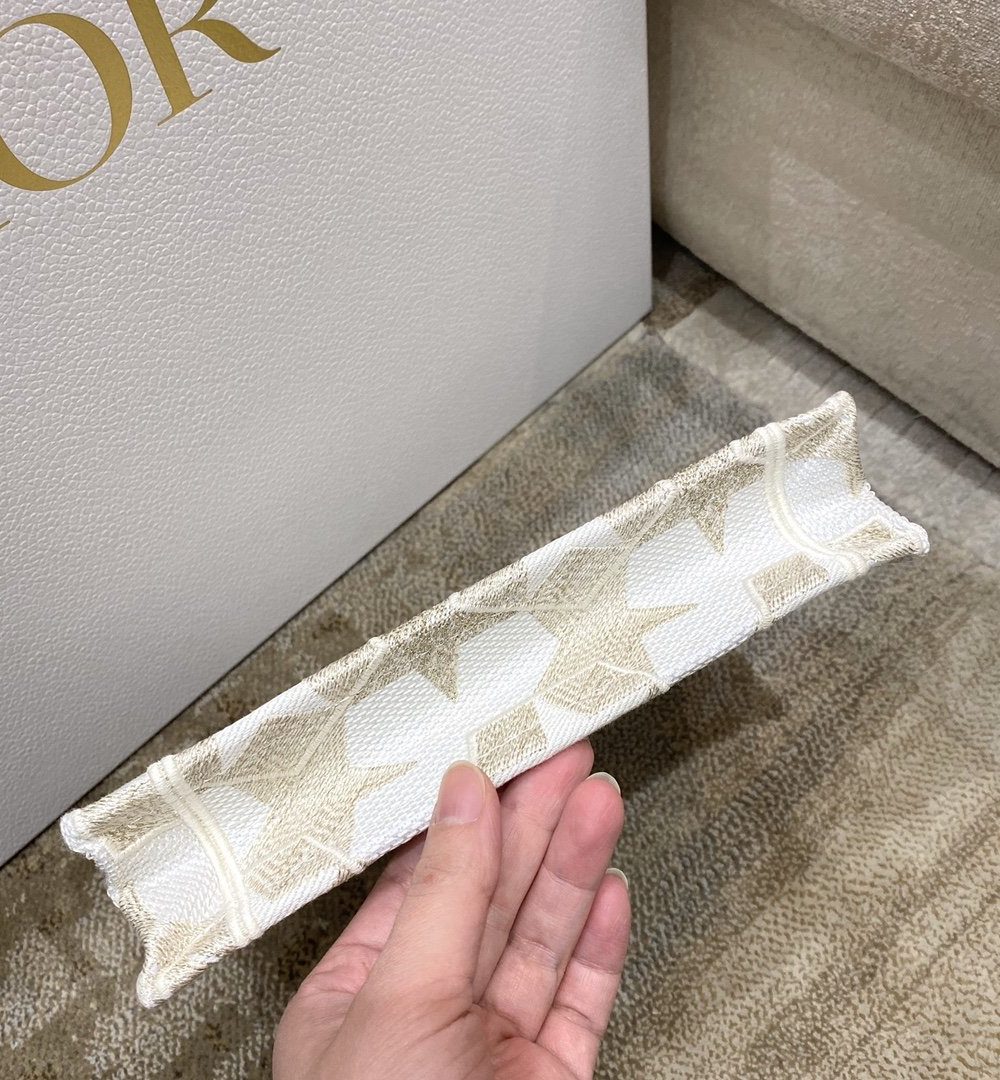 1:1 Replica Christian Dior Mini Dior Book Tote Embroidery Stars Gold Dior Bag, Beige, For Women Women’s Handbags, 9in/23cm CD