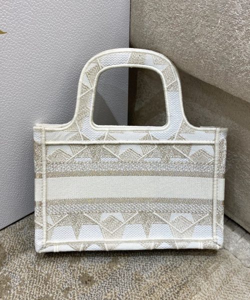 1:1 Replica Christian Dior Mini Dior Book Tote Embroidery Stars Gold Dior Bag, Beige, For Women Women’s Handbags, 9in/23cm CD