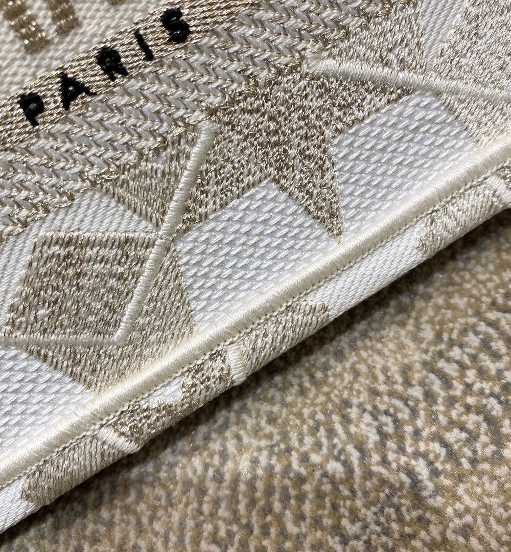 1:1 Replica Christian Dior Mini Dior Book Tote Embroidery Stars Gold Dior Bag, Beige, For Women Women’s Handbags, 9in/23cm CD