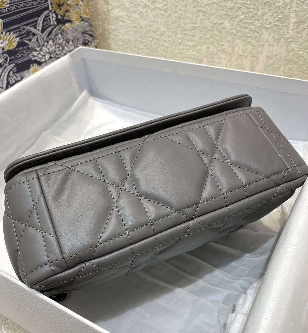 1:1 Replica Christian Dior Mini Dior Caro Bag Gray Padded Macrocannage, Gray, For Women Women’s Handbags, Crossbody Bags, 20cm CD