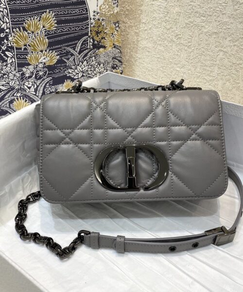 1:1 Replica Christian Dior Mini Dior Caro Bag Gray Padded Macrocannage, Gray, For Women Women’s Handbags, Crossbody Bags, 20cm CD