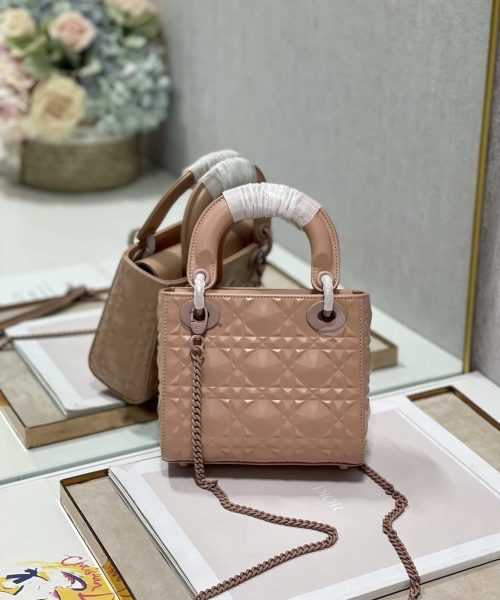 1:1 Replica Christian Dior Mini Lady Dior Bag Cannage with Beaded Motif, Brown, For Women Women’s Handbags, Crossbody Bags, 18cm CD