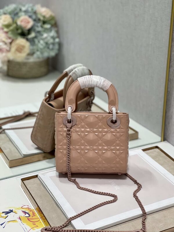 1:1 Replica Christian Dior Mini Lady Dior Bag Cannage with Beaded Motif, Brown, For Women Women’s Handbags, Crossbody Bags, 18cm CD