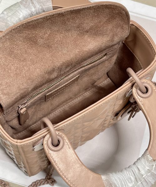 1:1 Replica Christian Dior Mini Lady Dior Bag Cannage with Beaded Motif, Brown, For Women Women’s Handbags, Crossbody Bags, 18cm CD