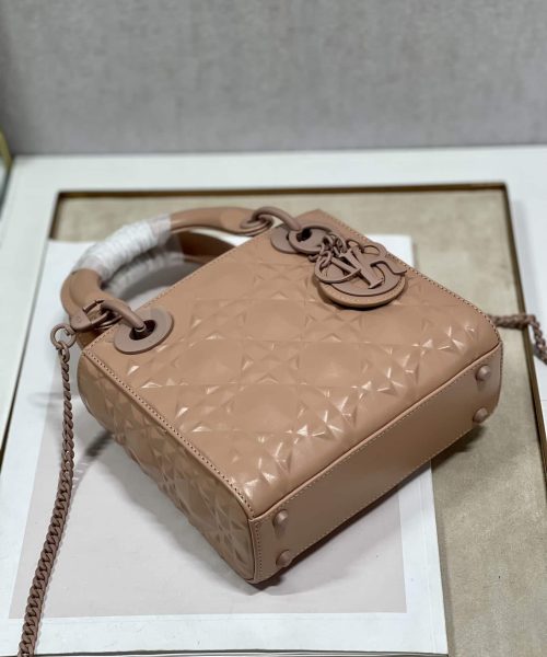 1:1 Replica Christian Dior Mini Lady Dior Bag Cannage with Beaded Motif, Brown, For Women Women’s Handbags, Crossbody Bags, 18cm CD
