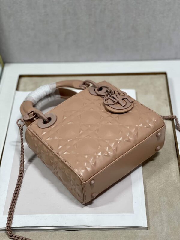 1:1 Replica Christian Dior Mini Lady Dior Bag Cannage with Beaded Motif, Brown, For Women Women’s Handbags, Crossbody Bags, 18cm CD
