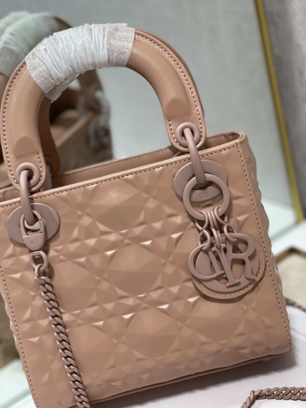 1:1 Replica Christian Dior Mini Lady Dior Bag Cannage with Beaded Motif, Brown, For Women Women’s Handbags, Crossbody Bags, 18cm CD