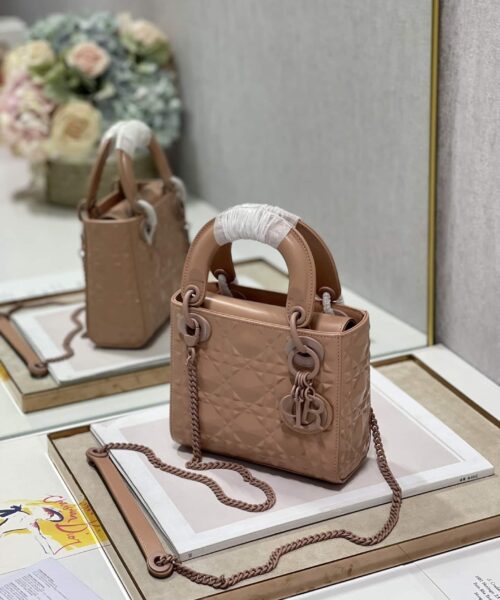 1:1 Replica Christian Dior Mini Lady Dior Bag Cannage with Beaded Motif, Brown, For Women Women’s Handbags, Crossbody Bags, 18cm CD