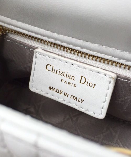 1:1 Replica Christian Dior Mini Lady Dior Bag Gold Toned Hardware White For Women 18cm/7in CD