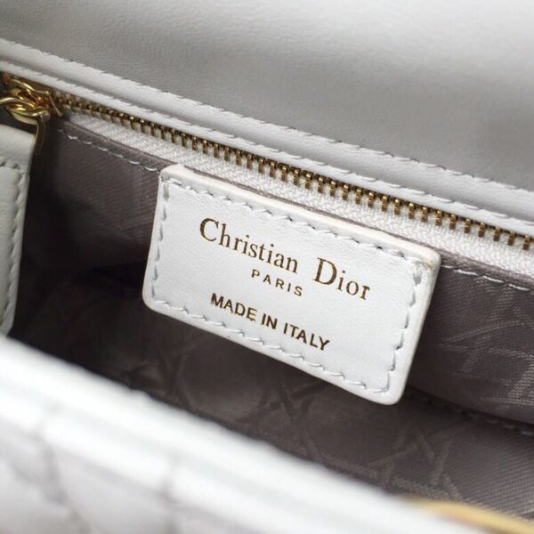 1:1 Replica Christian Dior Mini Lady Dior Bag Gold Toned Hardware White For Women 18cm/7in CD