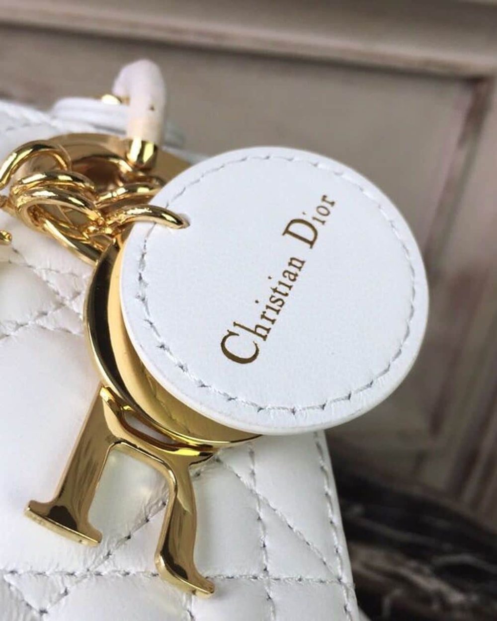 1:1 Replica Christian Dior Mini Lady Dior Bag Gold Toned Hardware White For Women 18cm/7in CD