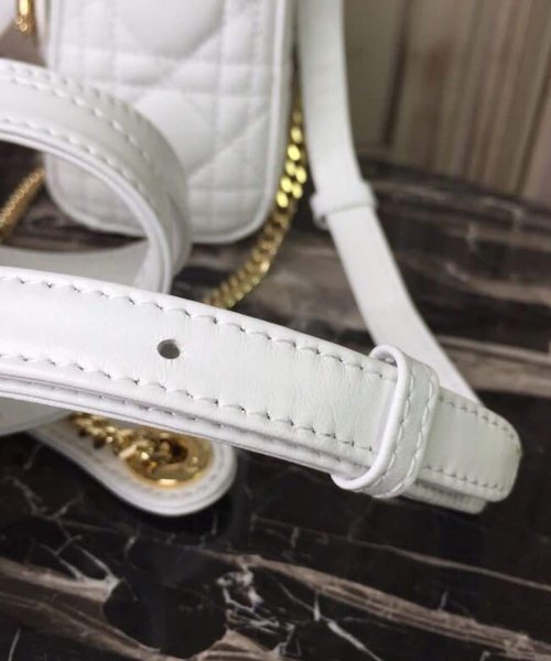 1:1 Replica Christian Dior Mini Lady Dior Bag Gold Toned Hardware White For Women 18cm/7in CD