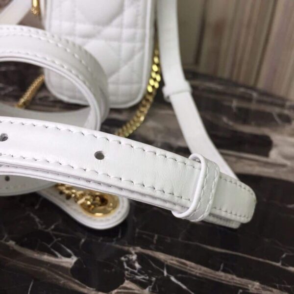 1:1 Replica Christian Dior Mini Lady Dior Bag Gold Toned Hardware White For Women 18cm/7in CD