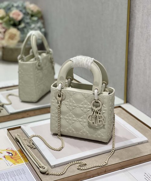 1:1 Replica Christian Dior Mini Lady Dior Bag Latte Cannage with Beaded Motif, Beige, For Women Women’s Handbags, Crossbody Bags, 18cm CD M0505INEA_M030